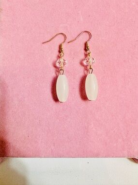 Ivory Glass Dangle Earrings
